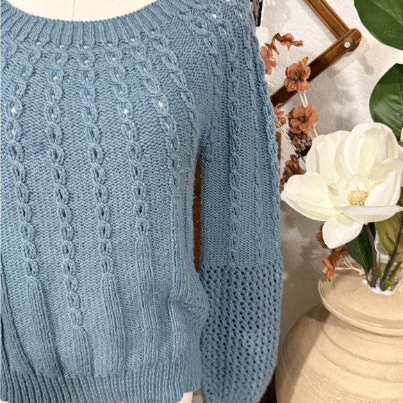Guinevere Blue Cable Knit Sweater - Picture 2 of 5
